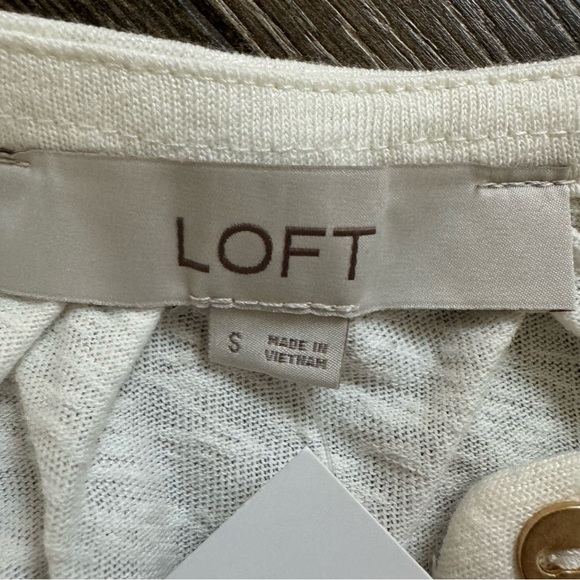 Women’s LOFT Cream Slub Knit Dolman Henley Top Size S NWT! - Picture 9 of 10